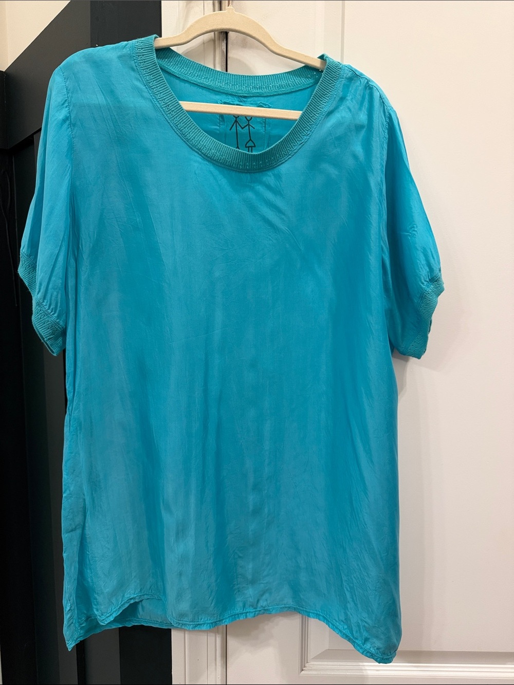 Johnny Was Turquoise Short-Sleeve Crewneck Top